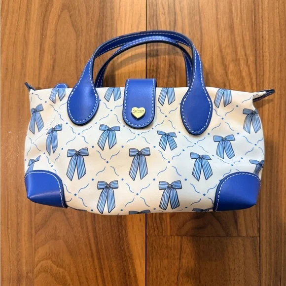 Stoney Clover Lane Pouchette Crossbody 02 Blue and White Bow Bag - Picture 2 of 5